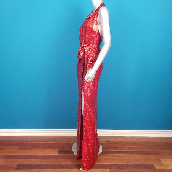 🆕️💃🎬 CITY GODDESS LONDON Sequin Halter Maxi Dress // (NWT) - Picture 7 of 8